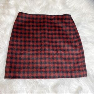 Madewell Buffalo Red Check Wool Blend Mini Skirt